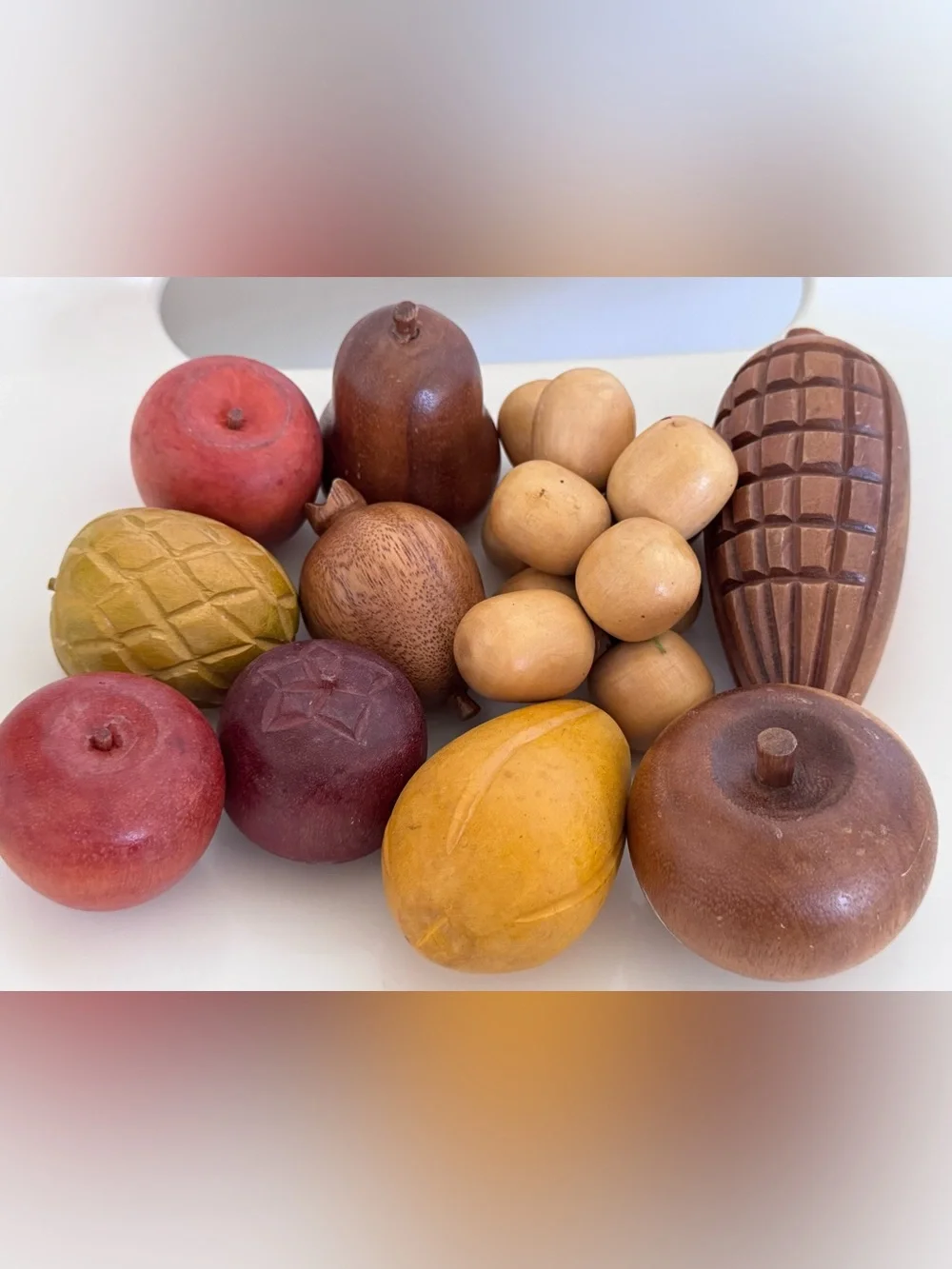 Vintage Wood Fruit Bowl Set Rustic Luxe Artisan Curated Heirloom Kitchen Decor